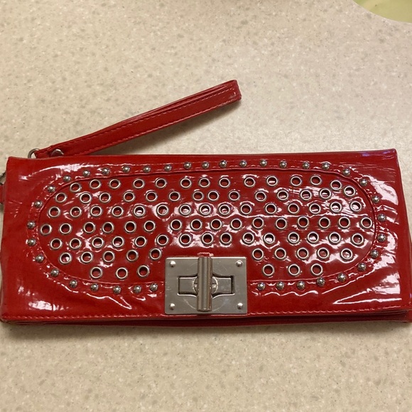 MMS Handbags - VTG 80s MMS Red Clutch with Silver Accents